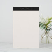 Minimalist Black and Ivory Elegant Monogram Briefpapier (Staand voorkant)