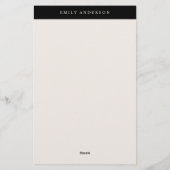 Minimalist Black and Ivory Elegant Monogram Briefpapier (Achterkant)