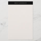 Minimalist Black and Ivory Elegant Monogram Briefpapier (Voorkant)