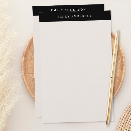 Minimalist Black and Ivory Elegant Monogram Briefpapier