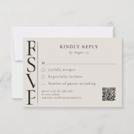 Minimalist Black and Ivory Modern Wedding RSVP Kaartje