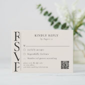 Minimalist Black and Ivory Modern Wedding RSVP Kaartje (Staand voorkant)