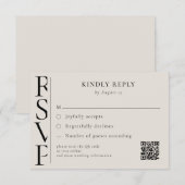 Minimalist Black and Ivory Modern Wedding RSVP Kaartje (Voorkant / Achterkant)
