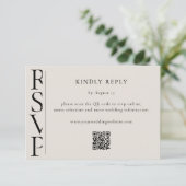 Minimalist Black and Ivory Modern Wedding RSVP Kaartje (Staand voorkant)