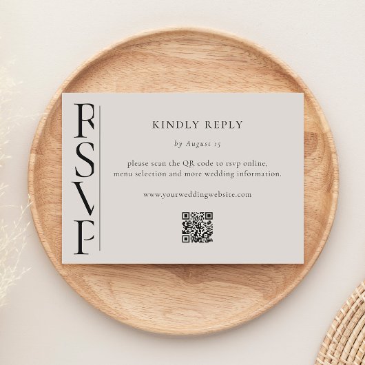 Minimalist Black and Ivory Modern Wedding RSVP Kaartje