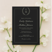 Minimalist Black And Sage Wedding Invitation Kaart