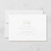 Minimalist Black And Sage Wedding RSVP Cards (Voorkant)