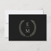 Minimalist Black And Sage Wedding RSVP Cards (Achterkant)