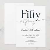 Minimalist Black and White 50th Birthday Invite Kaart (Voorkant / Achterkant)