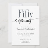 Minimalist Black and White 50th Birthday Invite  Kaart (Voorkant)