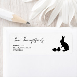 Minimalist Black And White Bunny Silhouette Easter Etiket