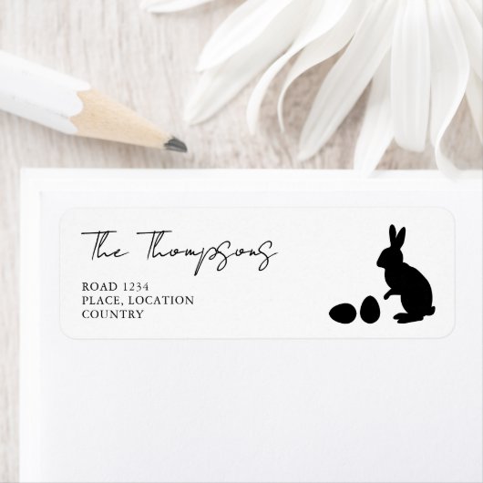 Minimalist Black And White Bunny Silhouette Easter Etiket (Insitu)