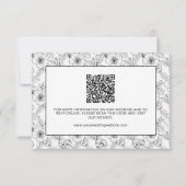 Minimalist Black and White Floral  RSVP Kaartje (Achterkant)
