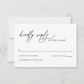 Minimalist Black and White Green Wedding RSVP Card (Voorkant)