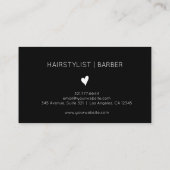 Minimalist Black and White Heart Barber Black Visitekaartje (Achterkant)