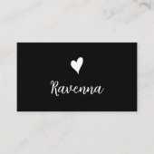 Minimalist Black and White Heart Barber Black Visitekaartje (Voorkant)