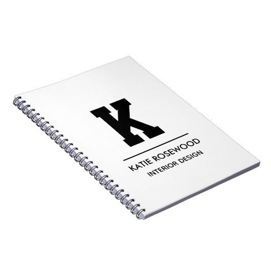 Minimalist Black and White Modern Monogram Case-Ma Notitieboek (Rechterzijde)