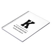 Minimalist Black and White Modern Monogram Case-Ma Notitieboek (Linkerzijde)