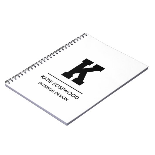 Minimalist Black and White Modern Monogram Case-Ma Notitieboek (Linkerzijde)
