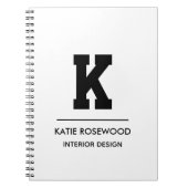 Minimalist Black and White Modern Monogram Case-Ma Notitieboek (Voorkant)