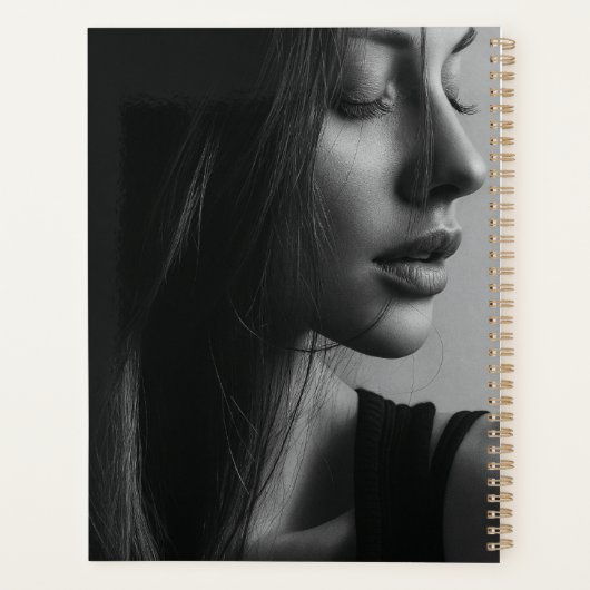 Minimalist Black and White Modern Monogram Case-Ma Planner (Achterkant)