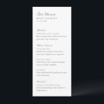 Minimalist Black and White Modern Wedding Menu<br><div class="desc">Modern wedding menu featuring a simple and minimal layout with serif and script fonts.</div>