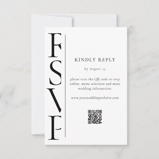Minimalist Black and White Modern Wedding RSVP Kaartje (Voorkant)