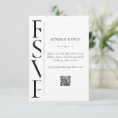 Minimalist Black and White Modern Wedding RSVP Kaartje (Staand voorkant)