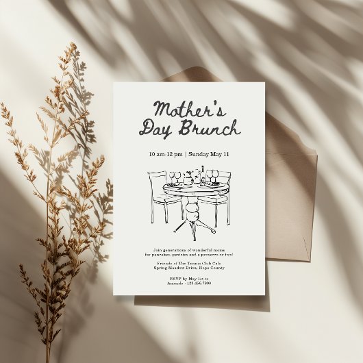 Minimalist Black and White Mother's Day Brunch Kaart