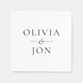 Minimalist Black and White Names Wedding Servet (Voorkant)
