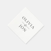 Minimalist Black and White Names Wedding Servet (Hoek)