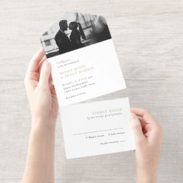 Minimalist Black and White Photo Modern Wedding All In One Uitnodiging