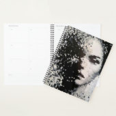 Minimalist black and white pixel portrait planner  (Display)