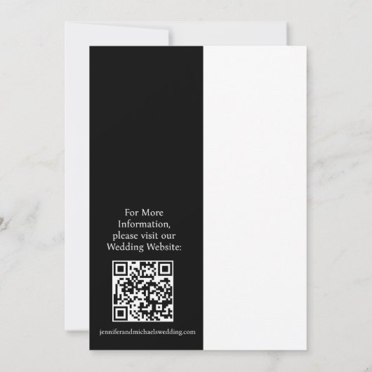 Minimalist Black and White QR Code on Back Wedding Kaart (Achterkant)