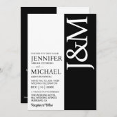 Minimalist Black and White QR Code on Back Wedding Kaart (Voorkant / Achterkant)