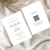 Minimalist Black and White QR Code Wedding Kaart