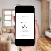 Minimalist Black and White QR Code Wedding Kaart