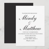 Minimalist Black and White Script Wedding Kaart (Voorkant / Achterkant)