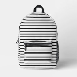 Minimalist Black and White Striped Bedrukte Rugzak
