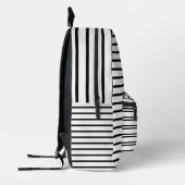 Minimalist Black and White Striped Bedrukte Rugzak (Links)