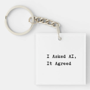 Minimalist Black and White Text Image met Typewri Sleutelhanger