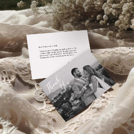 Minimalist Black and White Wedding Photo Bedankkaart