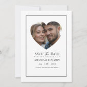 Minimalist Black and White Wedding Photo Save The Date (Voorkant)