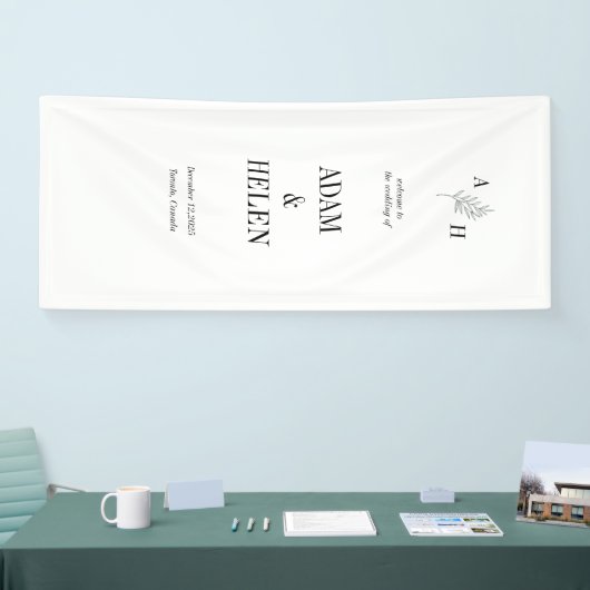 Minimalist Black and White Wedding Welcome Spandoek (Beurs)