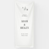 Minimalist Black and White Wedding Welcome Spandoek (Verticaal)