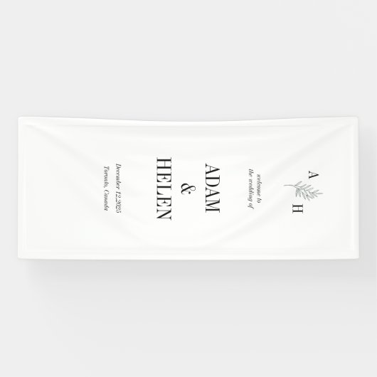 Minimalist Black and White Wedding Welcome Spandoek (Horizontaal)