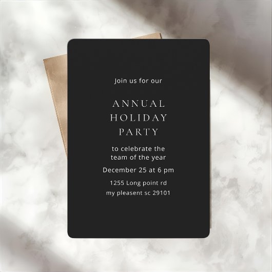Minimalist Black Annual Holiday Party  Kaart