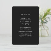 Minimalist Black Annual Holiday Party  Kaart (Staand voorkant)