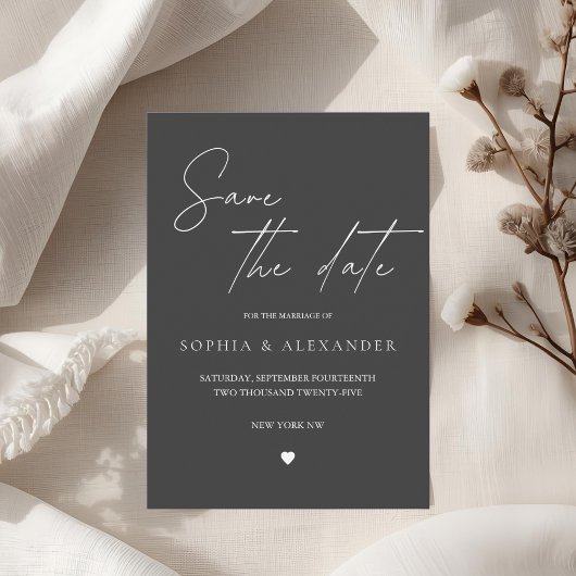 Minimalist Black Bewaar de datum Kaart