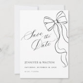 Minimalist Black Bow Save The Date Kaart (Voorkant)
